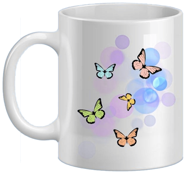 Mug with pastel butterflies